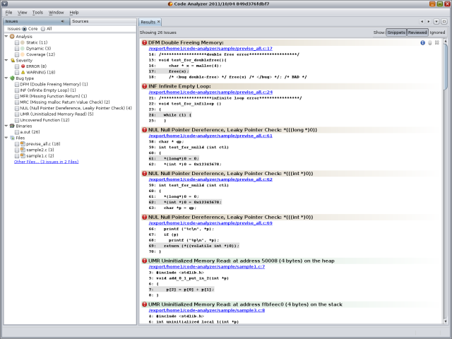 image:Screen shot of Code Analyzer