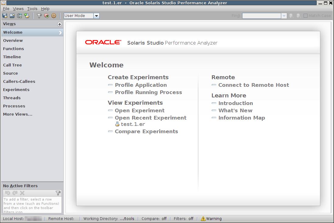 image:Performance Analyzer Welcome Page