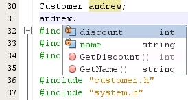 image:Code completion list