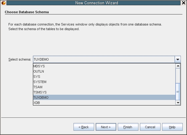 image:New Project wizard Master Table page for Oracle Database                                 Project