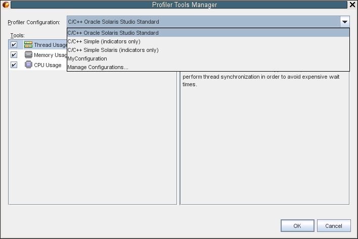 image:Profiler Tools Manager dialog box.