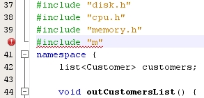 image:code in Editor window showing error icon on line 40