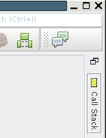 image:Upper right corner of dbxtool window with                                                   icon of minimized Call Stack window