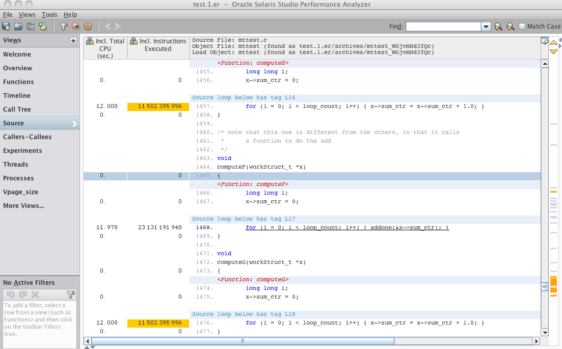 image:Source view in Performance Analyzer of computeF