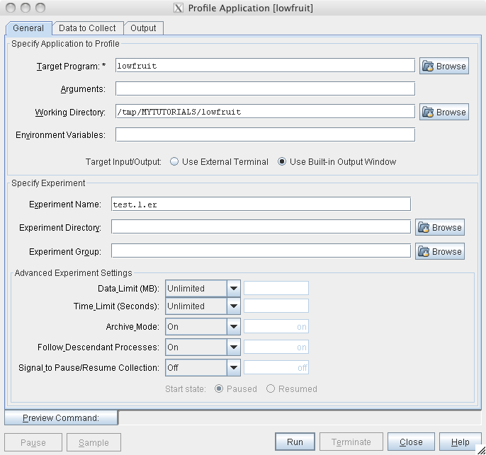 image:Profile Application dialog box