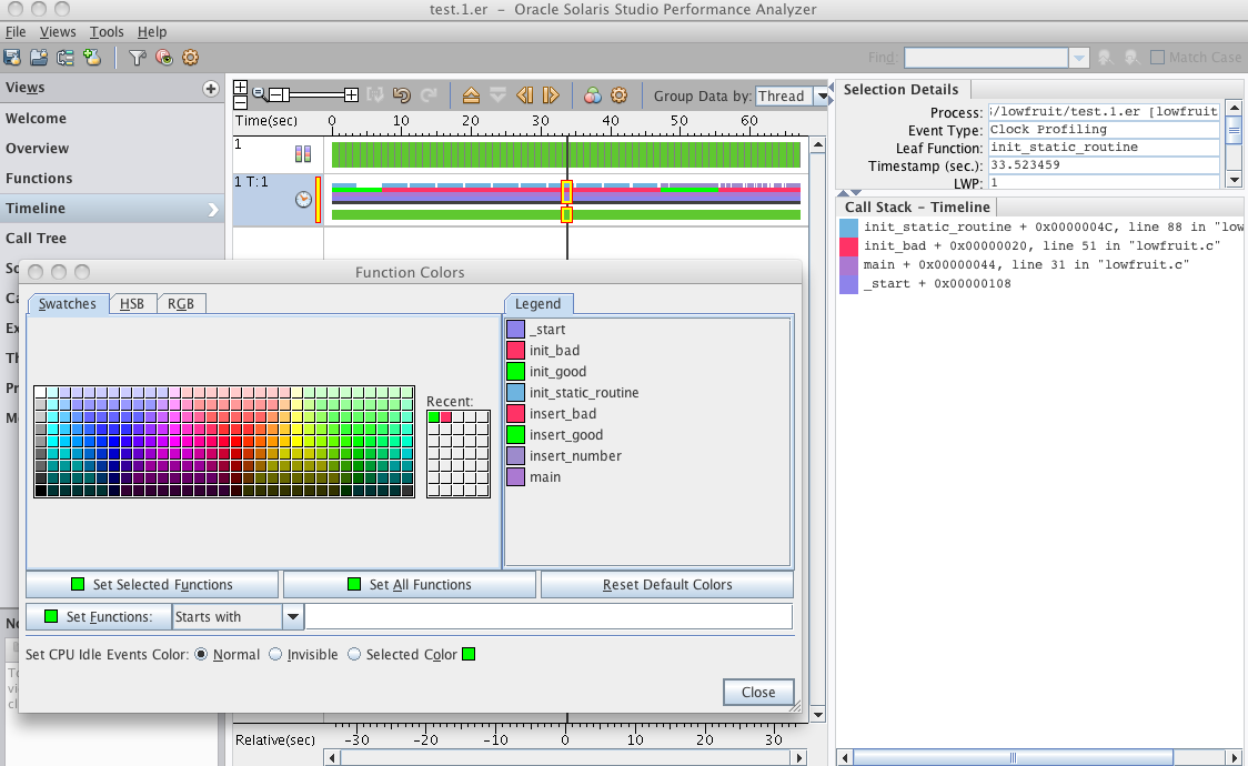image:Function Colors dialog box for changing colors of functions in Timeline