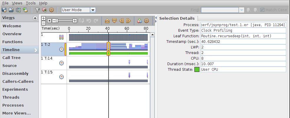 image:Timeline view in User mode