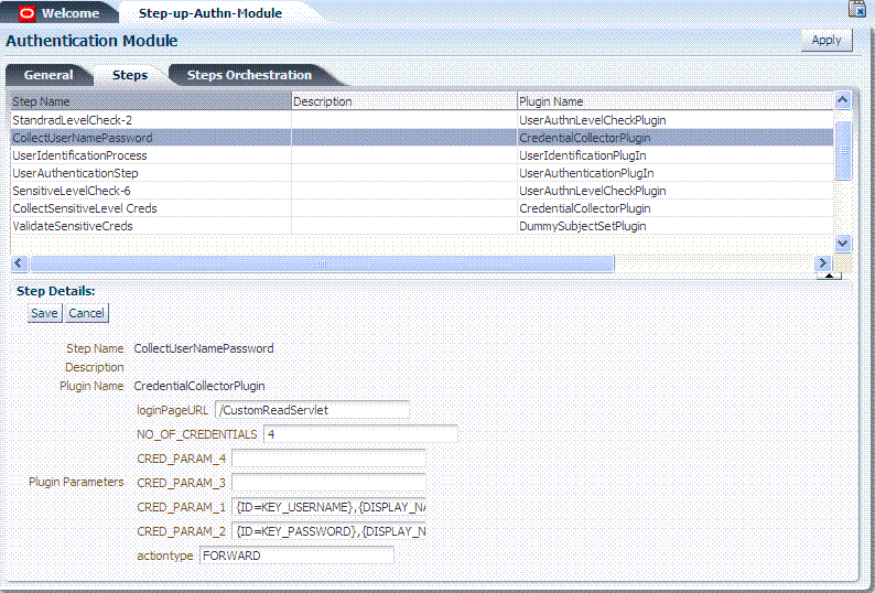 Step Up Authentication Module Steps