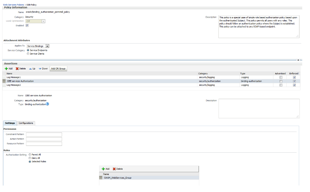 This figure shows the Service bindings.
