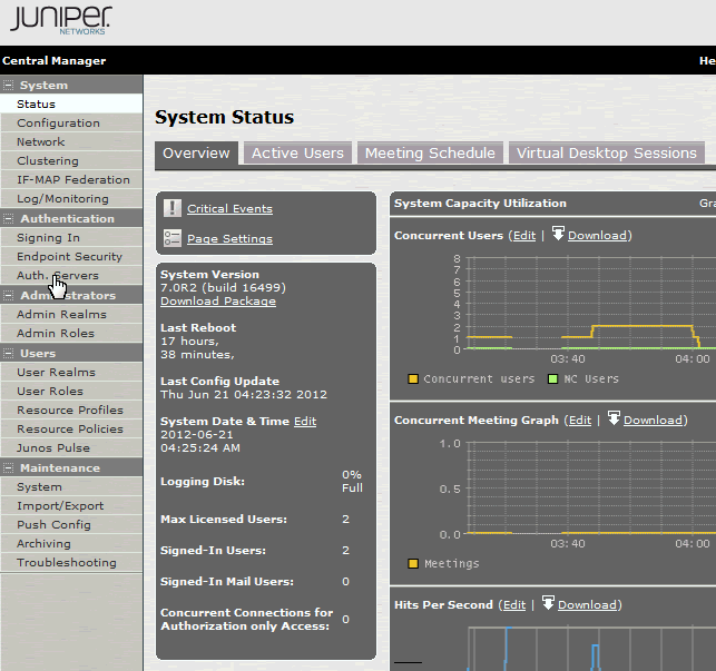 The Juniper Admin console is shown.
