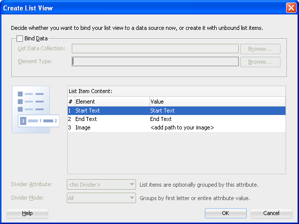Creating Unbound List View