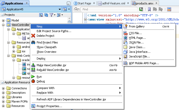 Select ADF Mobile AMX Page.