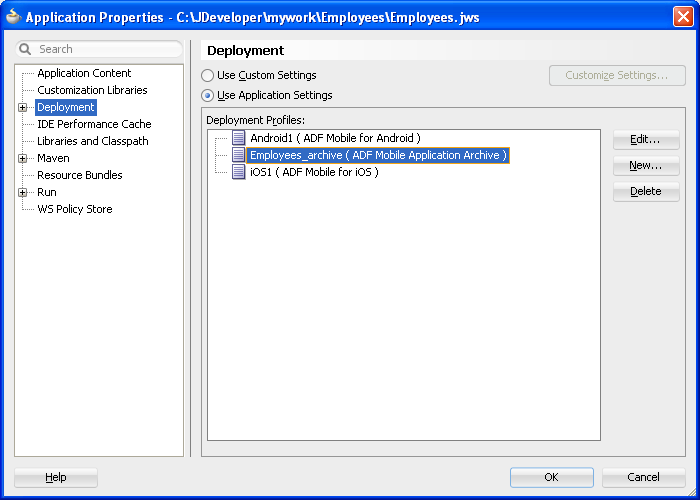 Edit the default deployment profiles.