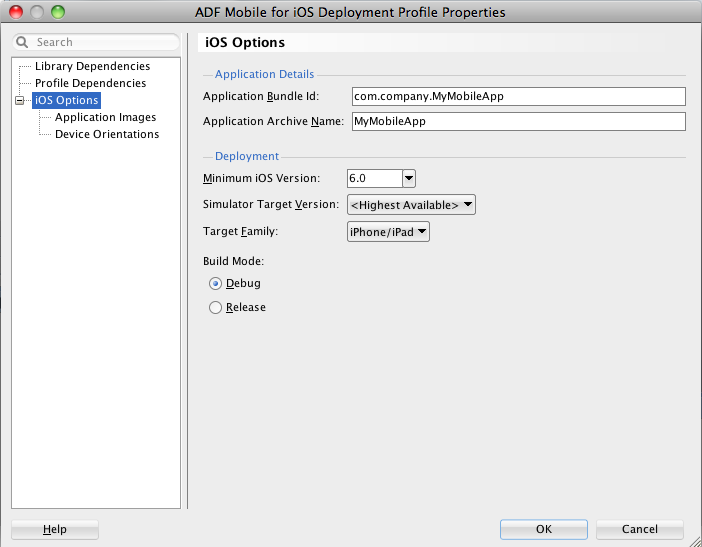 Entering iOS options.