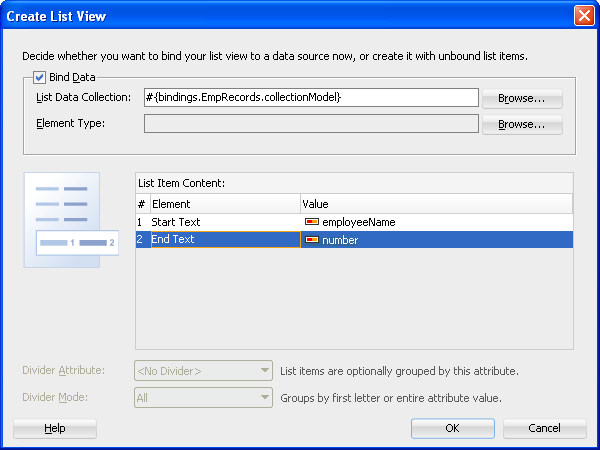 Creating Bound List View
