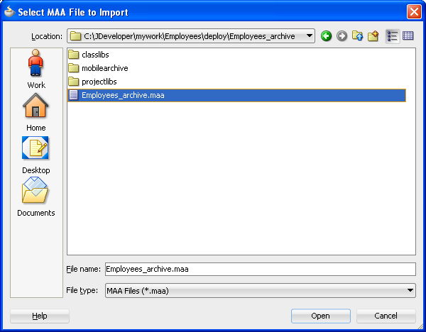 Select the .maa file.