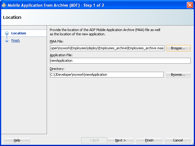 Locations for the .maa file, new application.