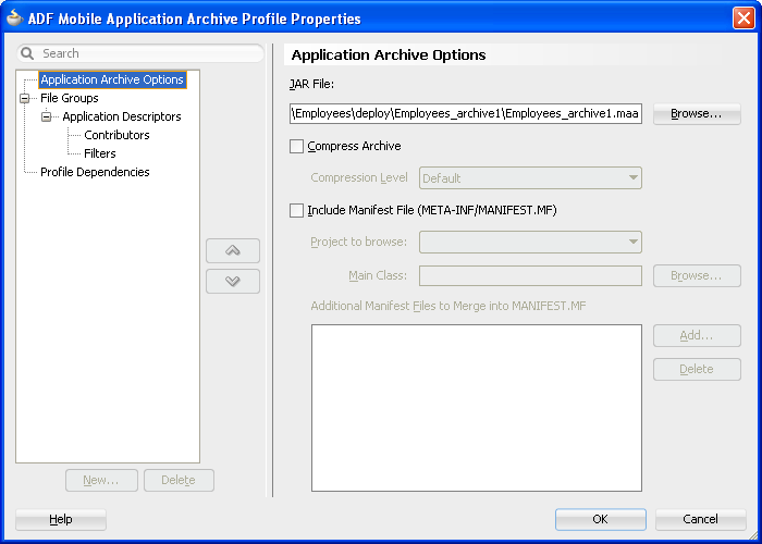 Enter a name or path for the .maa file.