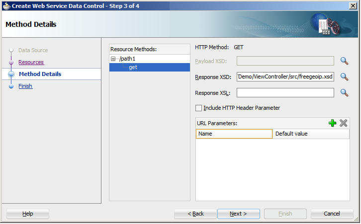 Defining Resources for REST Web Service Data Control
