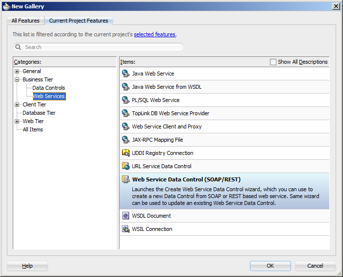 Creating a New Web Service Data Control
