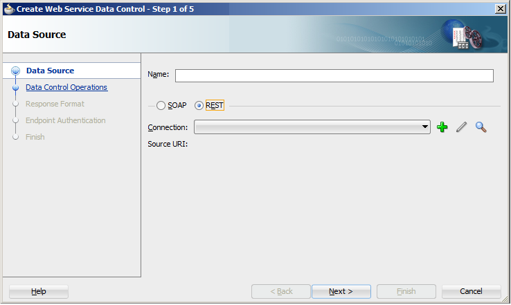 Defining Data Source for REST Web Service Data Control