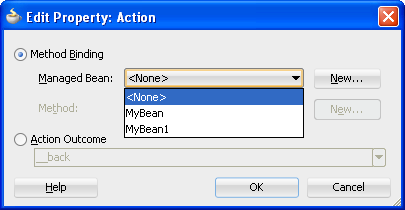Selecting Managed Bean