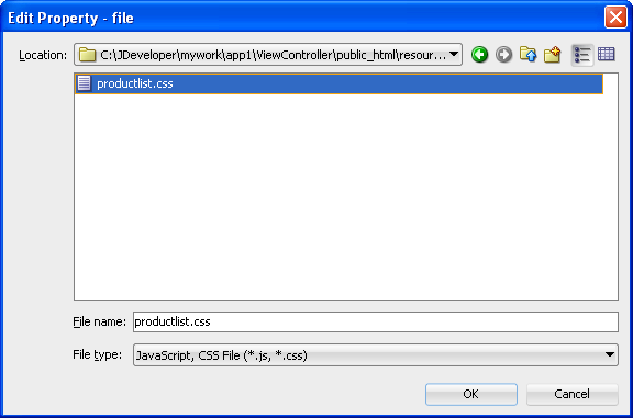 Select the CSS using the Edit Property dialog.