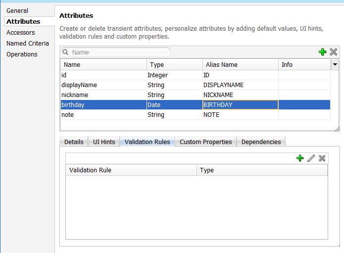 Overview Editor - Attributes page Overview Editor - Attributes page
