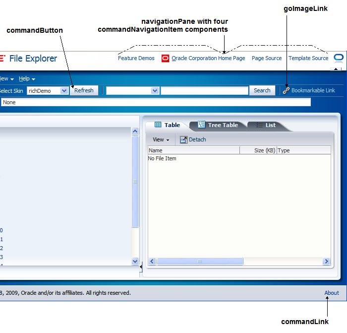 Main page of File Explorer application