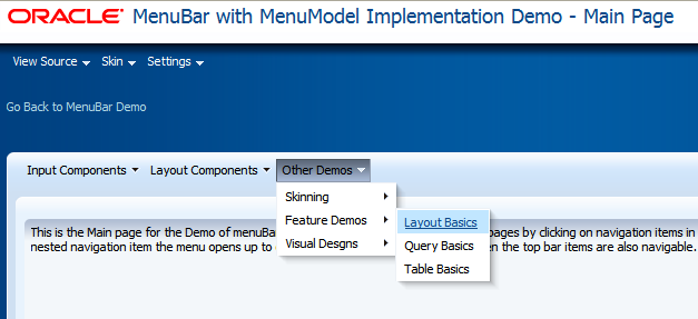 Page showing menu bar items