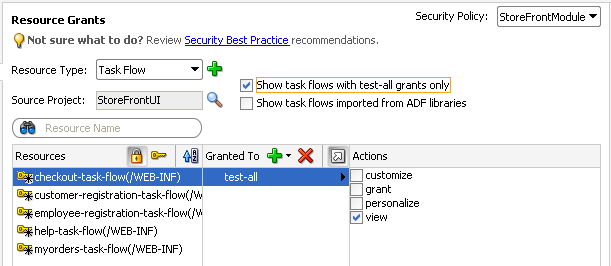 Shows test-all grants in overview editor