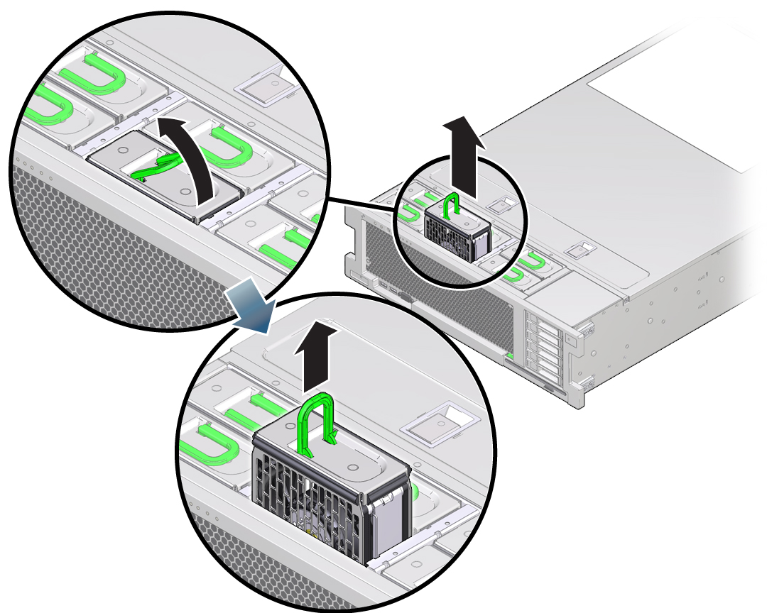 image:Figure showing how to remove a fan module.