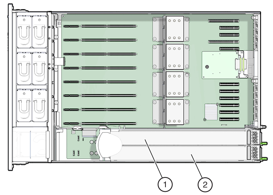 image:An illustration showing the location and the designations for the                             power supplies.
