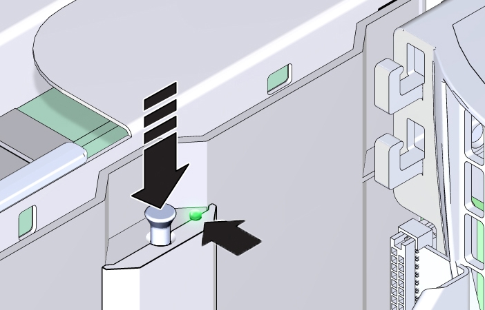 image:An illustration showing the operation of the system fault                                 remind button and Charge Status indicator.