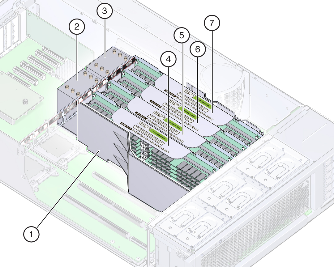 image:An illustration showing the inside of a server with a minimum CPU configuration