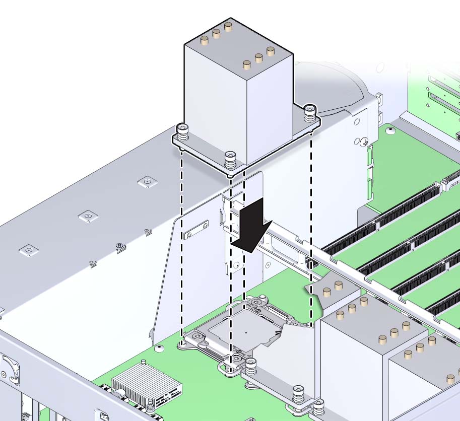 image:An illustration showing the installation of the heatsink.
