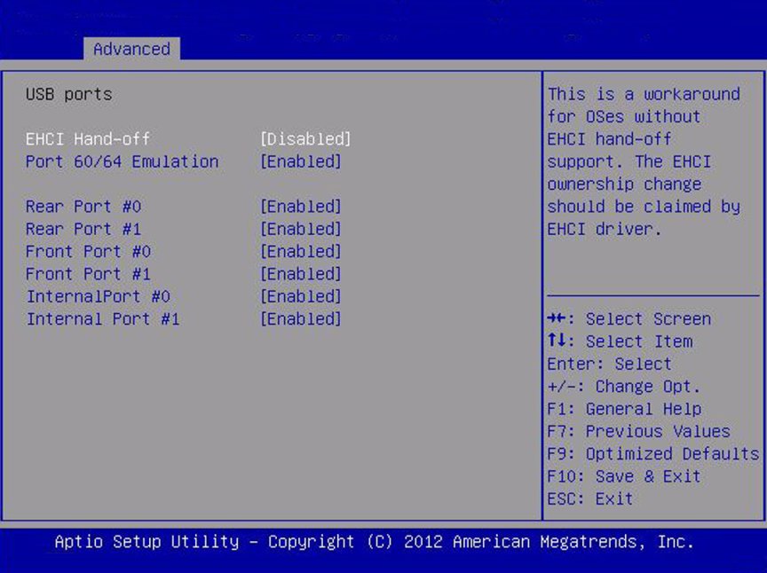 image:Screen capture showing the USB Ports screen..