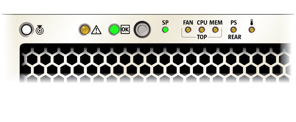 image:An illustration showing the front panel Locator indicator lit.