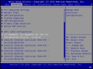 image:Graphic showing the BIOS Advanced menu screen.