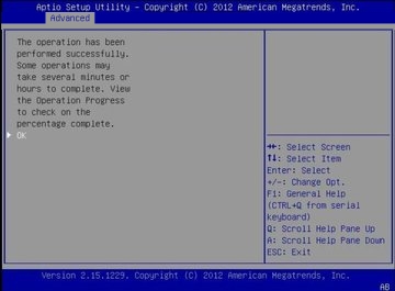 image:Graphic showing the BIOS RAID Configuration Confirmation menu under Advanced screen.