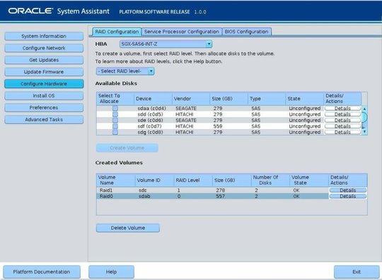 image:Graphic showing the RAID Configuration screen with added volumes.