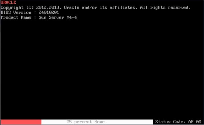 image:Graphic showing the initial BIOS message screen.