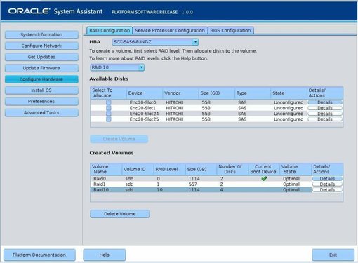 image:Graphic showing the RAID Configuration screen with added volumes.