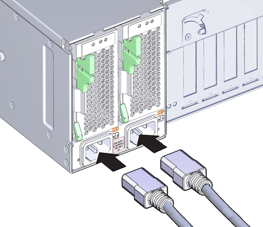 image:An illustration showing the server power cables.