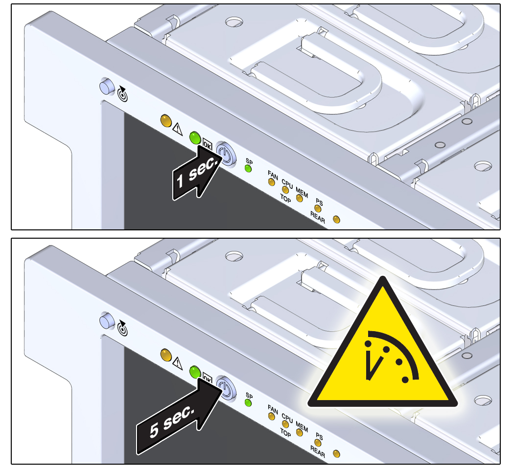 image:An illustration Showing the front panel power off options.