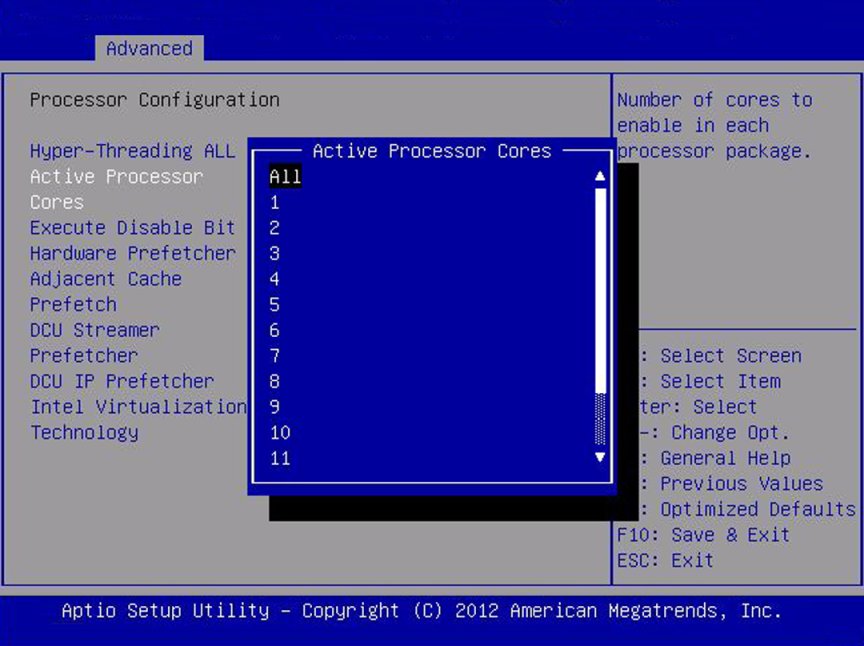 image:Screen capture showing the Processor Configuration screen.