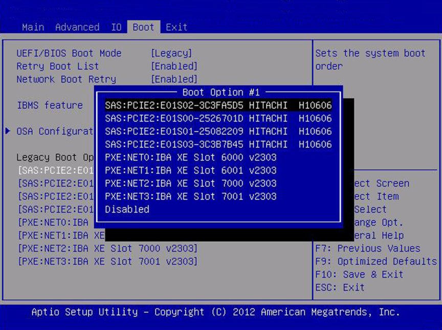 image:A screen capture showing the legacy mode Boot BIOS screen.