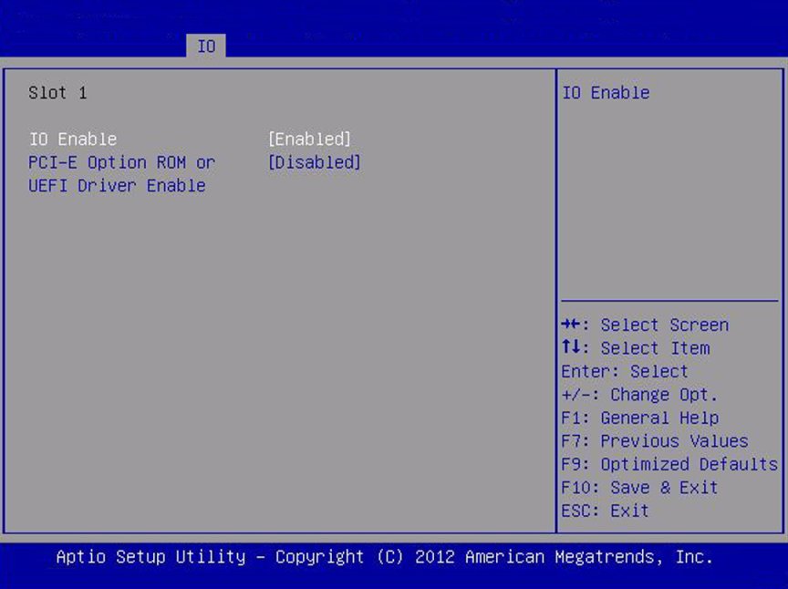 image:Screen capture showing the IO Slot 1 screen
