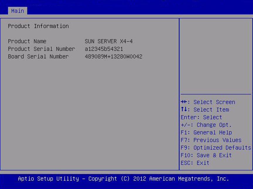image:A screen capture showing the Product Information screen.