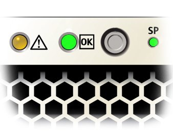 image:An illustration showing lit indicators on the front panel.